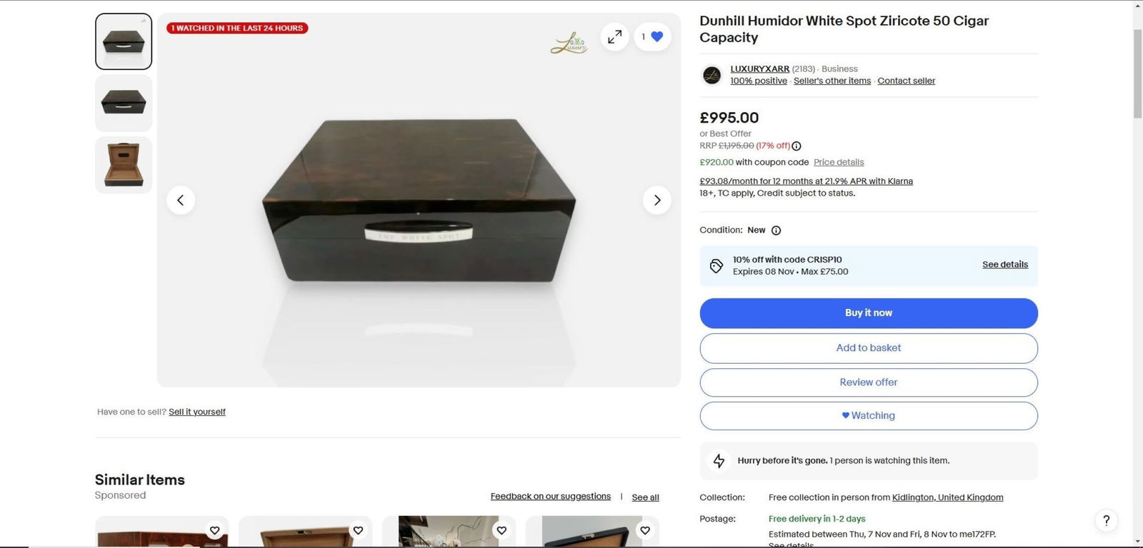 Alfred Dunhill `White Spot` Cigar Humidor+ Davidoff Winston Churchill Sealed Cigars x3 - 15