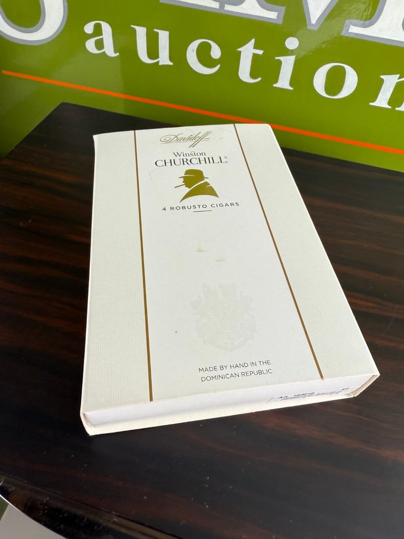 Alfred Dunhill `White Spot` Cigar Humidor+ Davidoff Winston Churchill Sealed Cigars x3 - 3