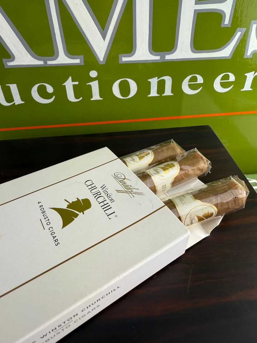 Alfred Dunhill `White Spot` Cigar Humidor+ Davidoff Winston Churchill Sealed Cigars x3 - 4