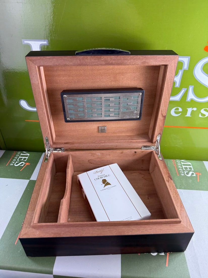 Alfred Dunhill `White Spot` Cigar Humidor+ Davidoff Winston Churchill Sealed Cigars x3 - 5