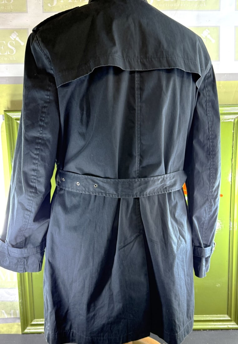 Hackett London Classic Hunters Trench Coat Mac In Navy - 6