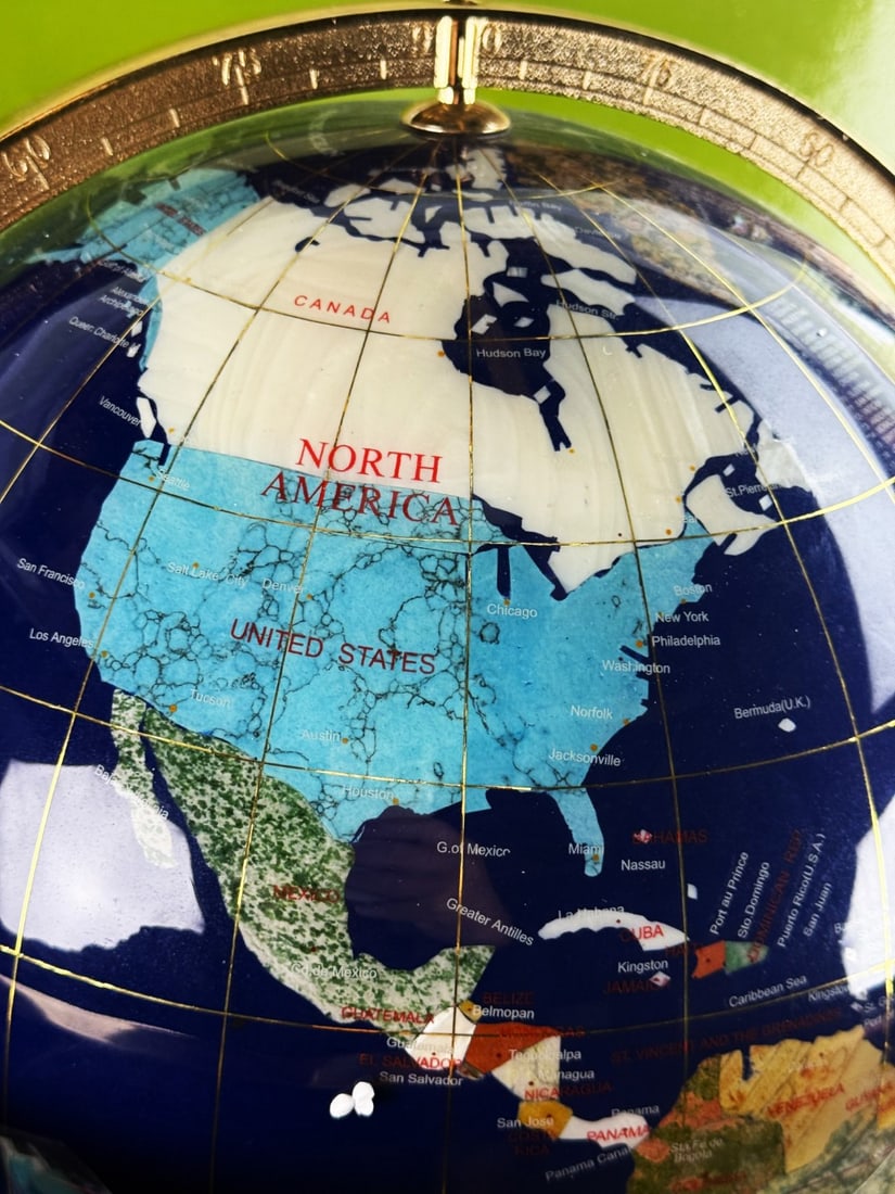 Large Lapis Gemstone Handmade Globe On Stand With Compass - 7