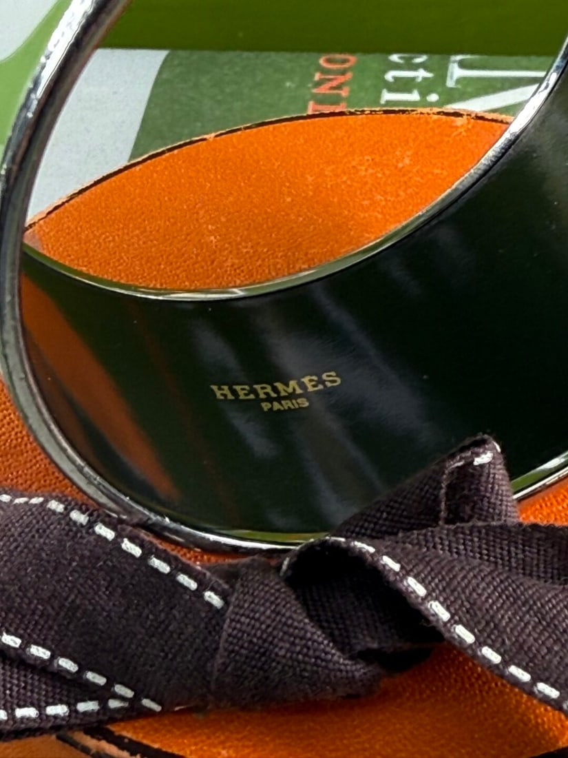 Hermes Paris Wide Ceramic & Monogram Bangle-Rare Example - 4