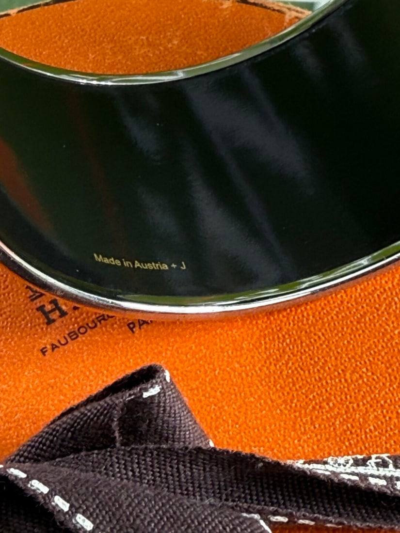 Hermes Paris Wide Ceramic & Monogram Bangle-Rare Example - 5