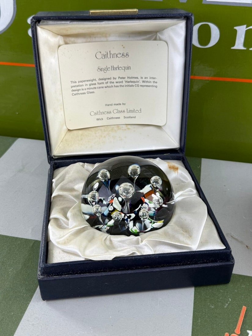 Caithness Scottish Single Harlequin Vintage Glass Paperweight - 6
