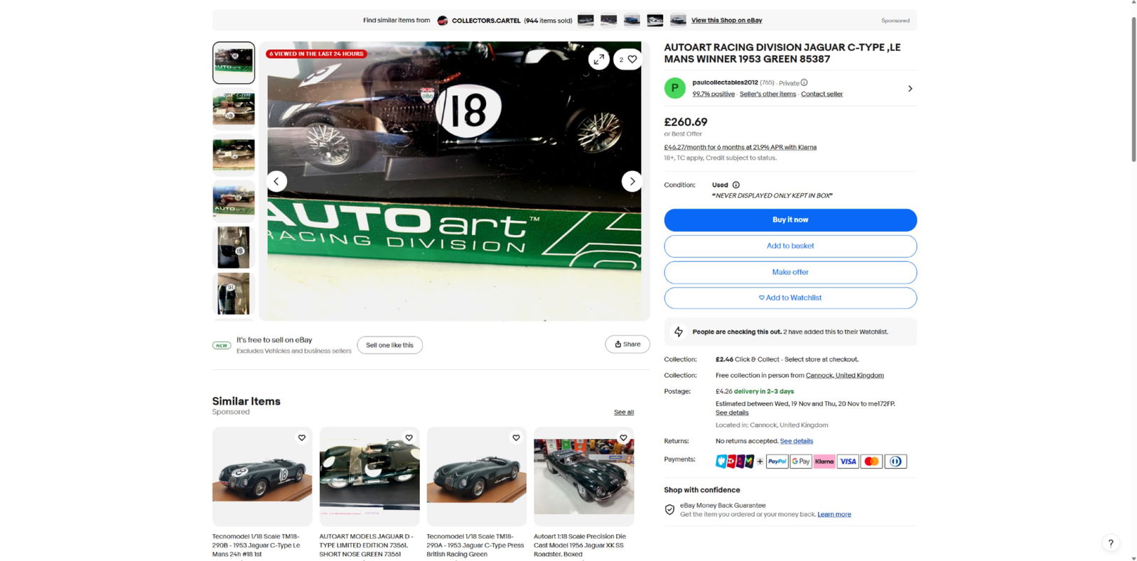 Auto Art 1:18 Scale?Le Mans Winner Jaguar C-Type-Racing Division Edition. - 9