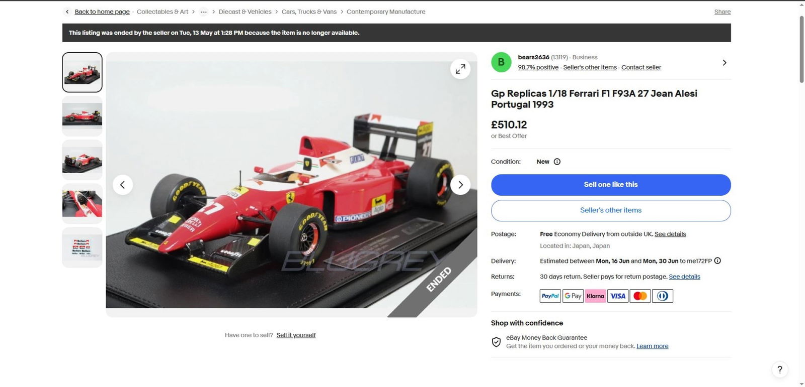 Grand Prix Classics 1:18 Jean Alesi Ferrari 93A 1993 - 6