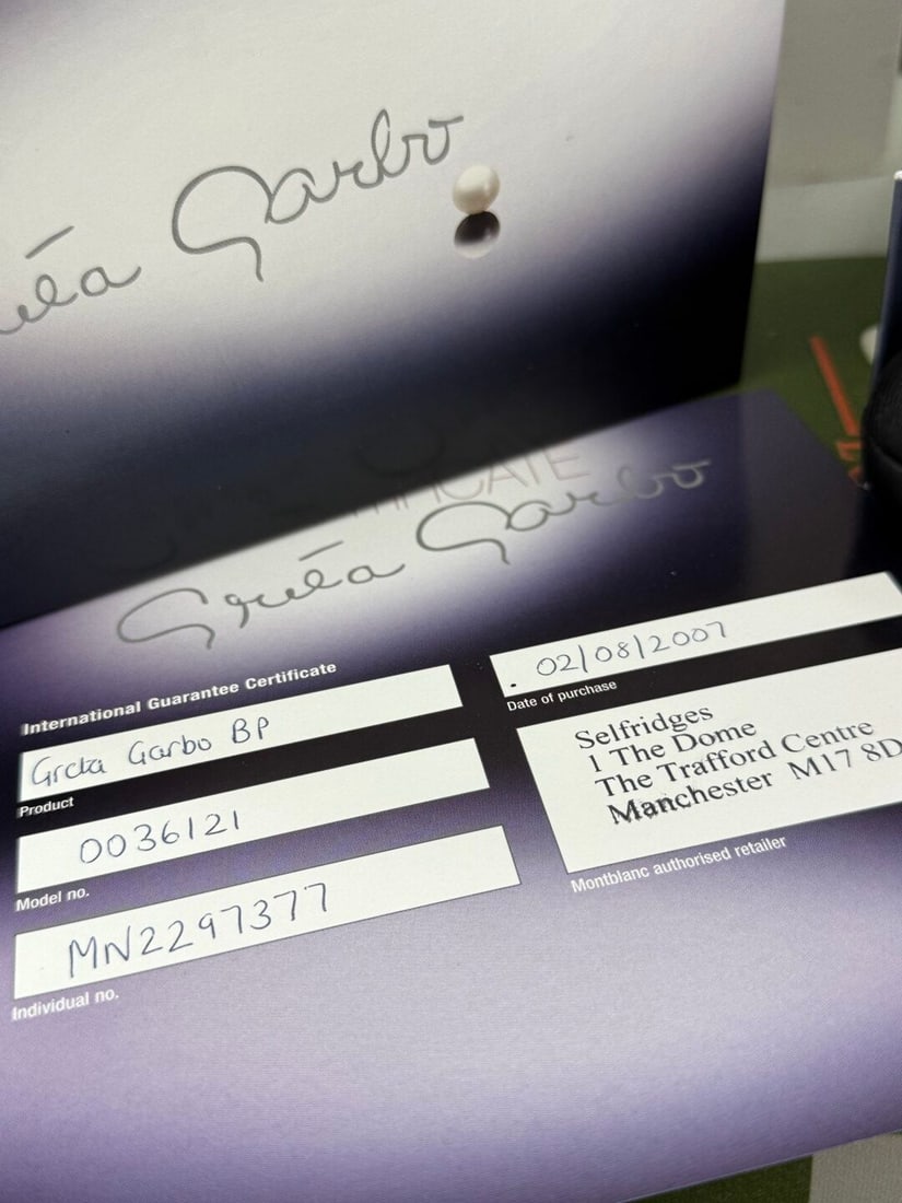 Montblanc Greta Garbo Special Edition Pearl Ballpoint Pen Set. - 3
