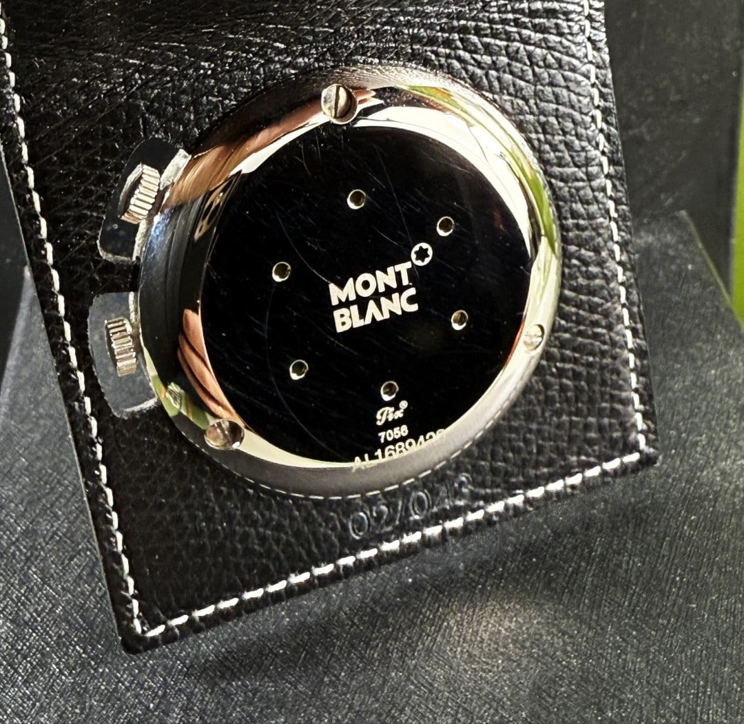 Montblanc Desktop/Travel Alarm Clock In MB Monogram Leather case - 2