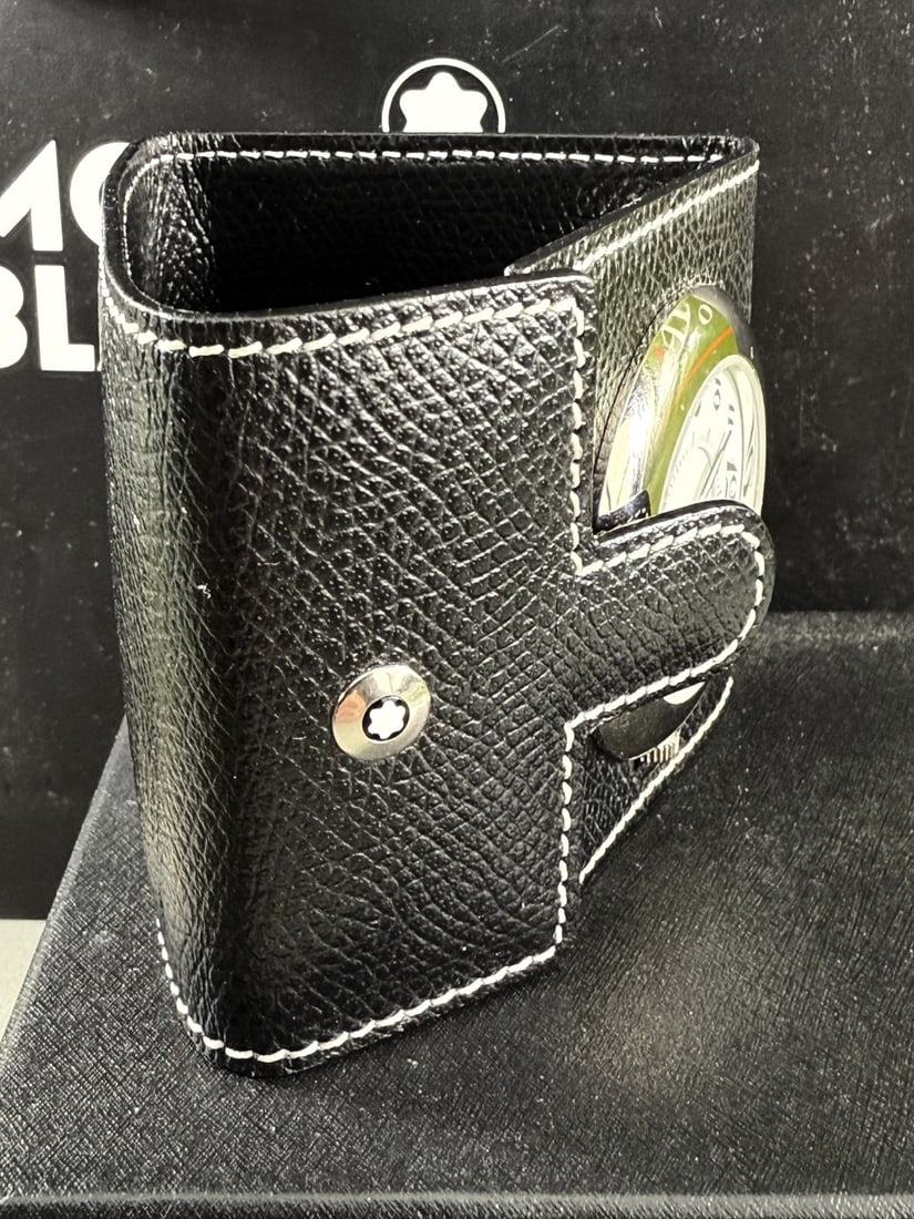 Montblanc Desktop/Travel Alarm Clock In MB Monogram Leather case - 3