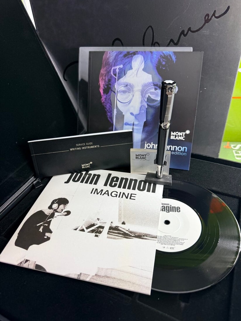 Montblanc-John Lennon Special Edition Rollerball Example: Montblanc-John Lennon Special Edition Rollerball , in presentation box with an 'Imagine' single and accompanying booklet, in outer slip case.
