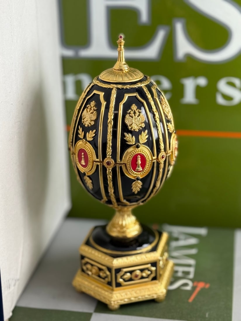 House Of Faberge 24 Carat Gold Imperial Jewelled Egg Chess Set,Unused Example - 15