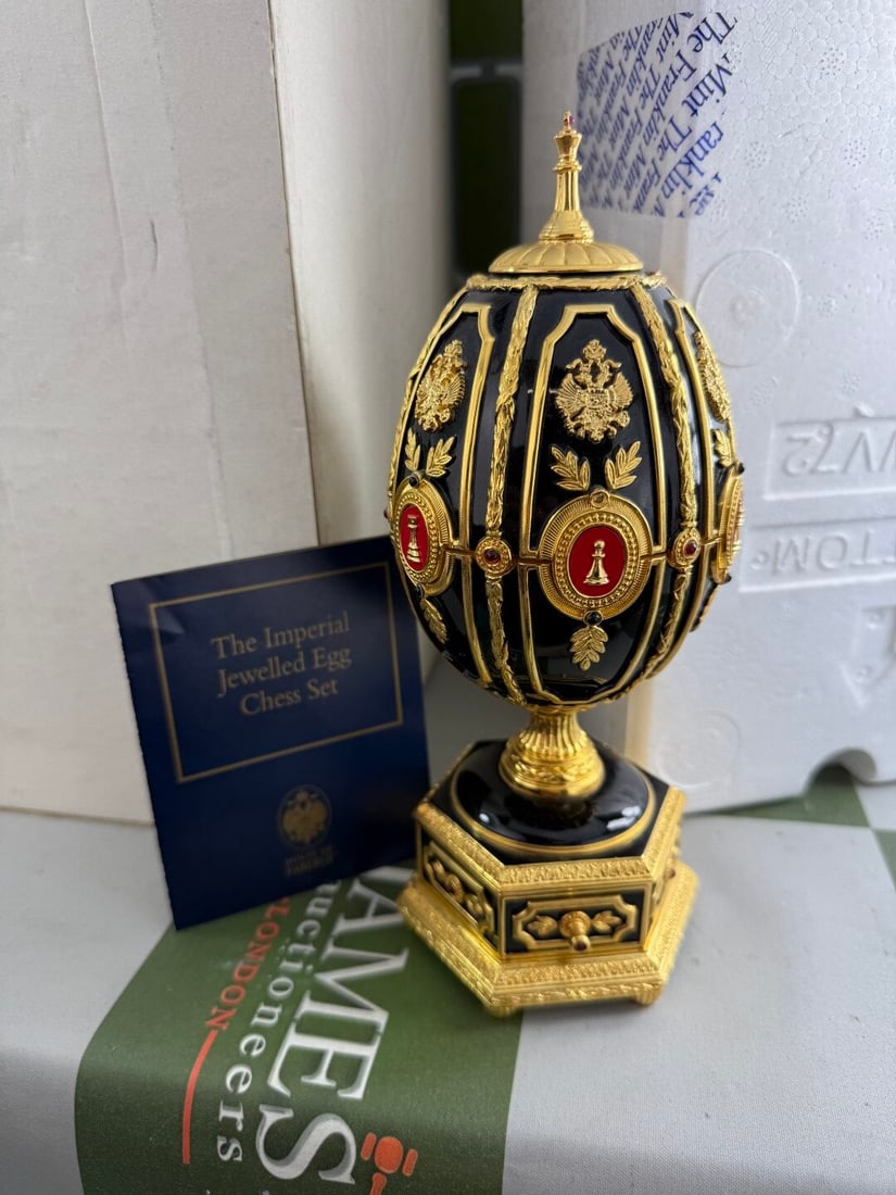House Of Faberge 24 Carat Gold Imperial Jewelled Egg Chess Set,Unused Example - 6