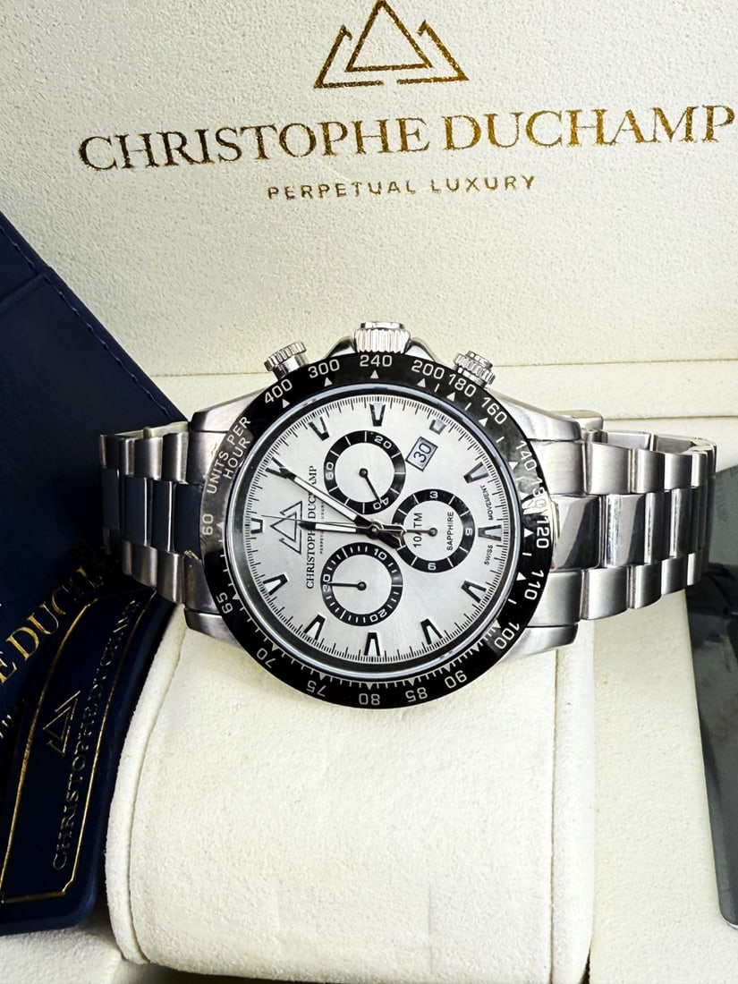 Christophe Duchamp Grand Mont Mens Watch CD7101-11.: Christophe Duchamp Grand Mont Mens Watch - CD7101-11., mint example appears unworn as pictured a chronograph edition with swiss automatic movement. Original RRp £1750