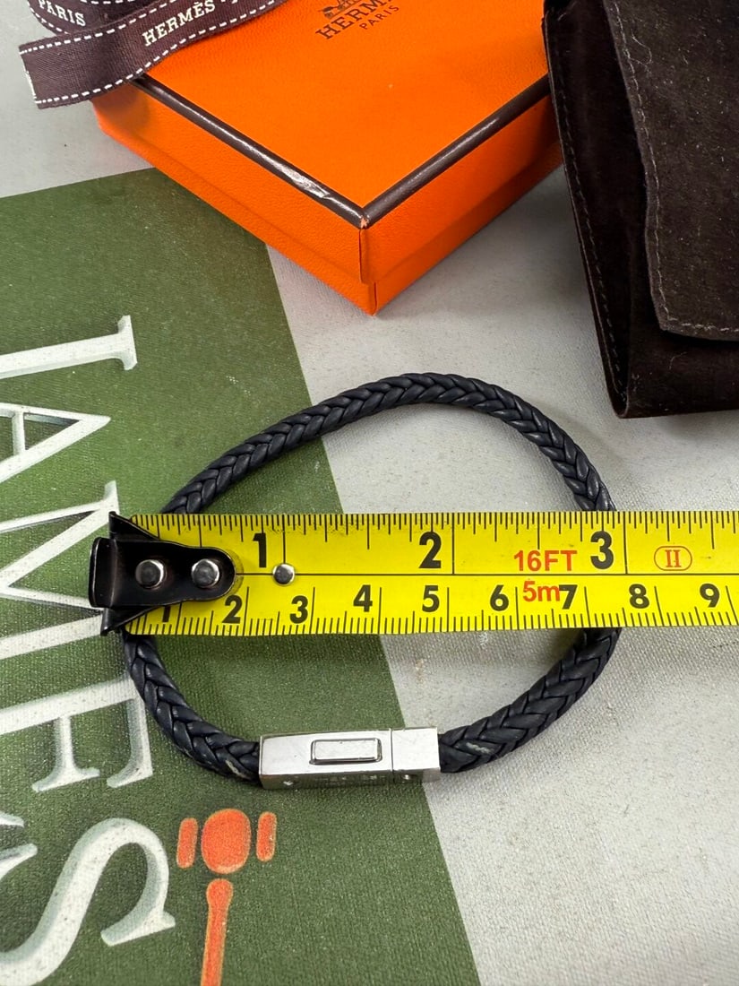 Herms Paris Black Leather Goliath Gents Bracelet - 2