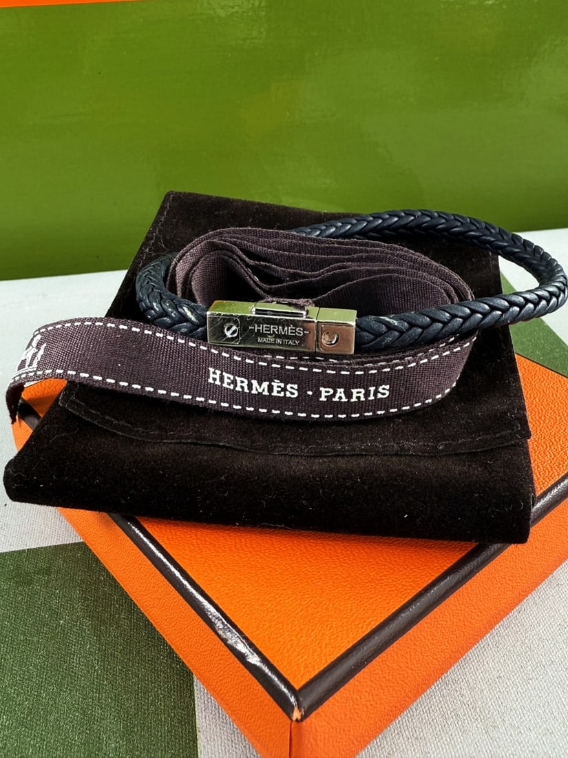 Herms Paris Black Leather Goliath Gents Bracelet - 3