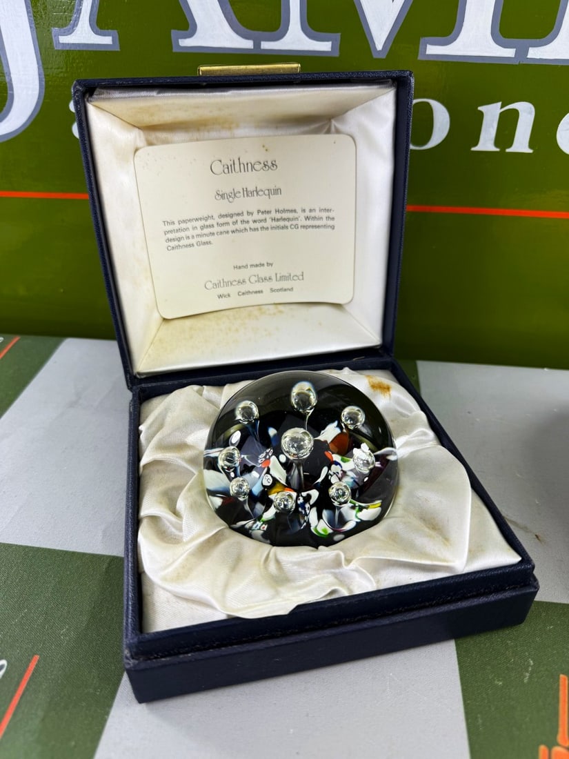 Caithness Scottish Single Harlequin Vintage Glass Paperweight - 2