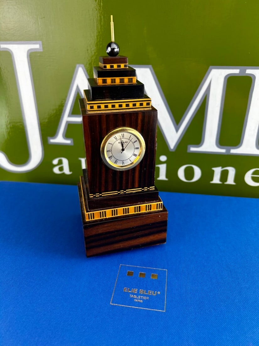 Elie Bleu Tabletier Decor Desk Clock - 8