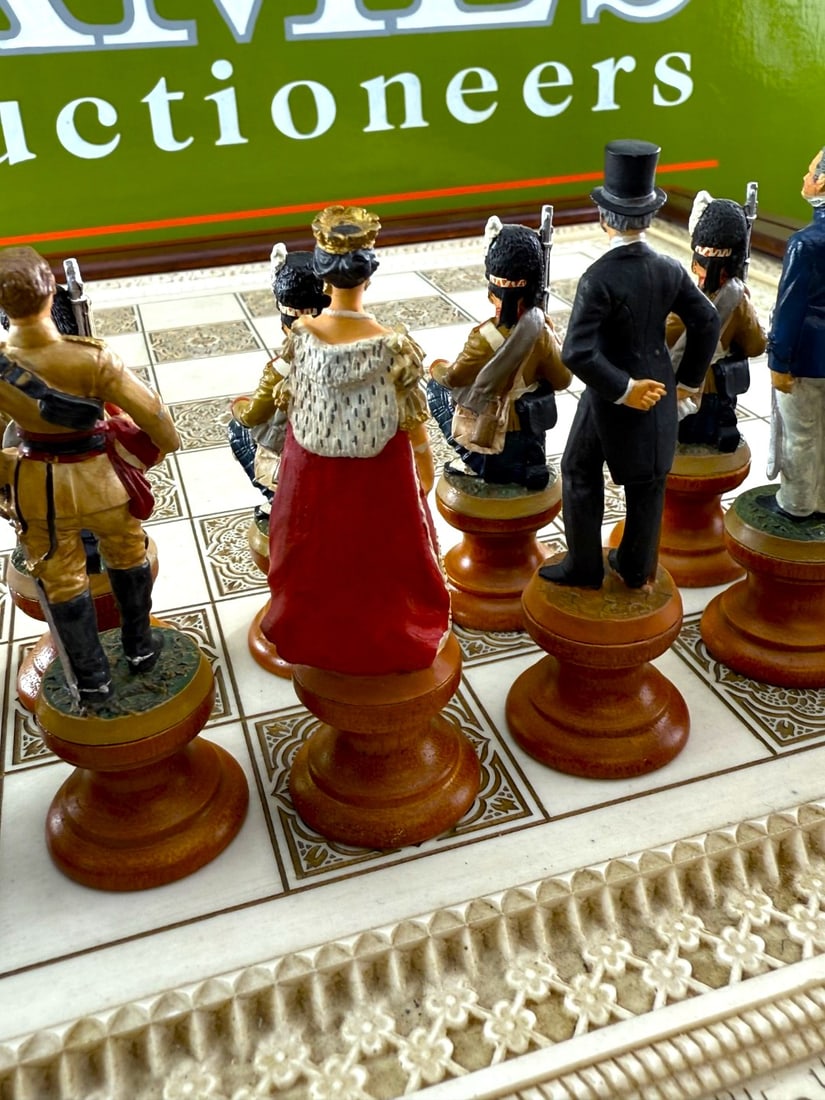 The Raj Hand Painted India-British War 1857 Game Chess With Table - 14