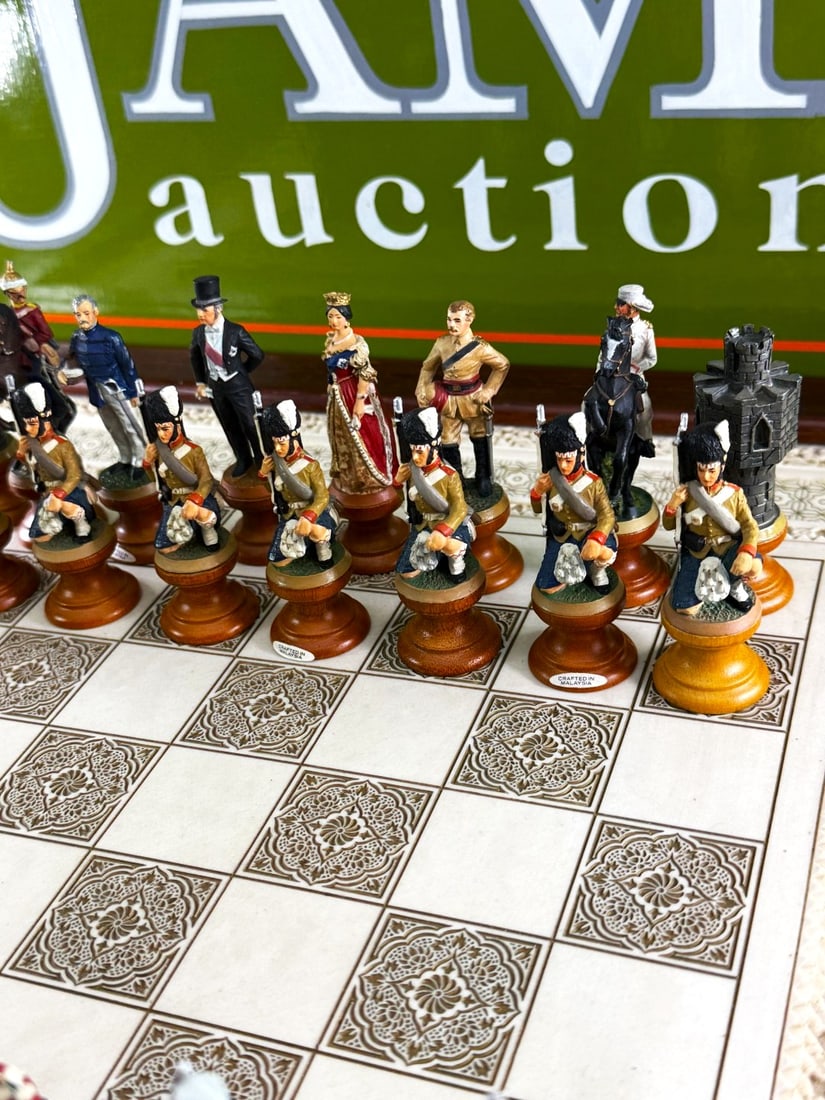 The Raj Hand Painted India-British War 1857 Game Chess With Table - 5