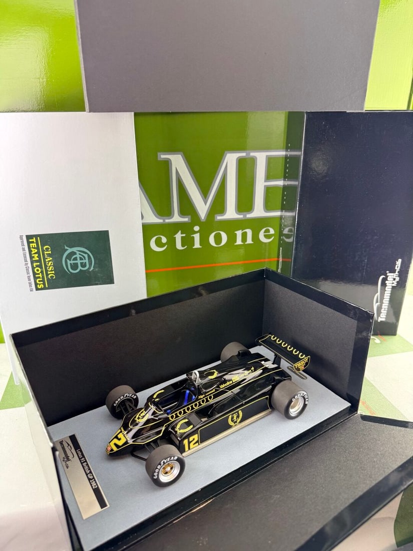Tecnomodel Mythos Series 1/18 scale Lotus 91 Nigel Mansell British Grand Prix 1982: Tecnomodel 'Mythos Series' #TM18-174D diecast 1/18 scale Lotus 91 F1 car, RN12, 'Nigel Mansell' British Grand Prix 1982