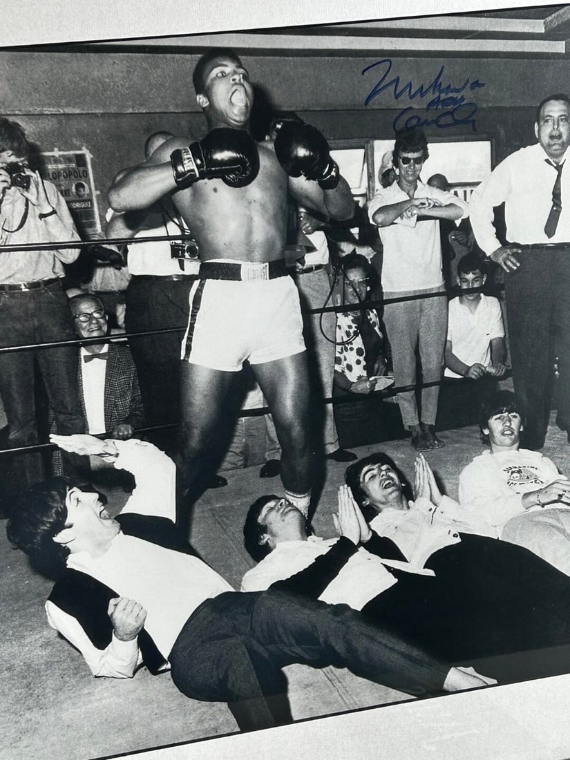 Muhammad Ali Signed Montage With Beatles Miami 1963 - 5