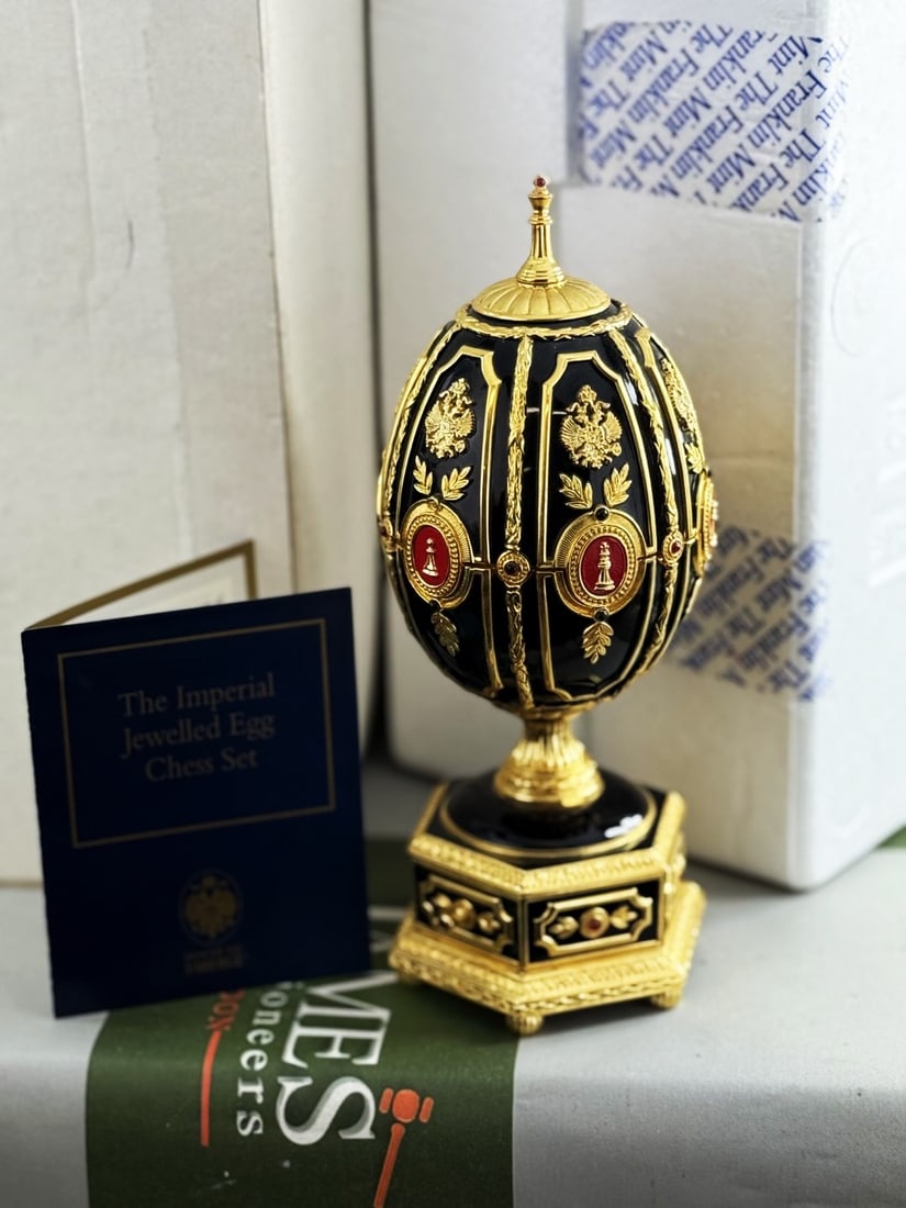 House Of Faberge 24 Carat Gold Imperial Jewelled Egg Chess Set,Unused Example - 14
