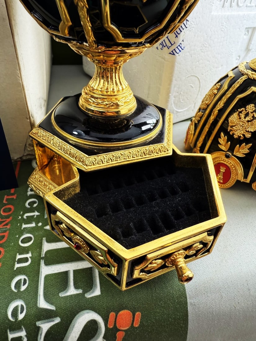 House Of Faberge 24 Carat Gold Imperial Jewelled Egg Chess Set,Unused Example - 3