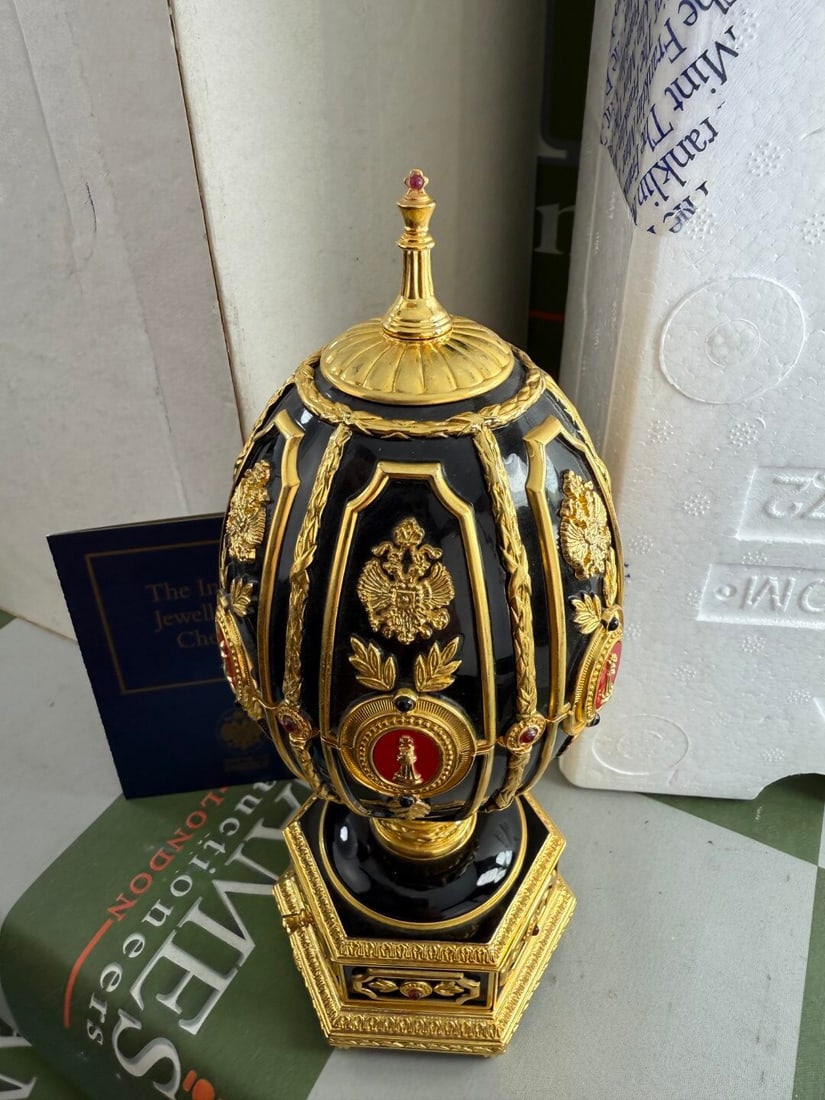House Of Faberge 24 Carat Gold Imperial Jewelled Egg Chess Set,Unused Example - 7