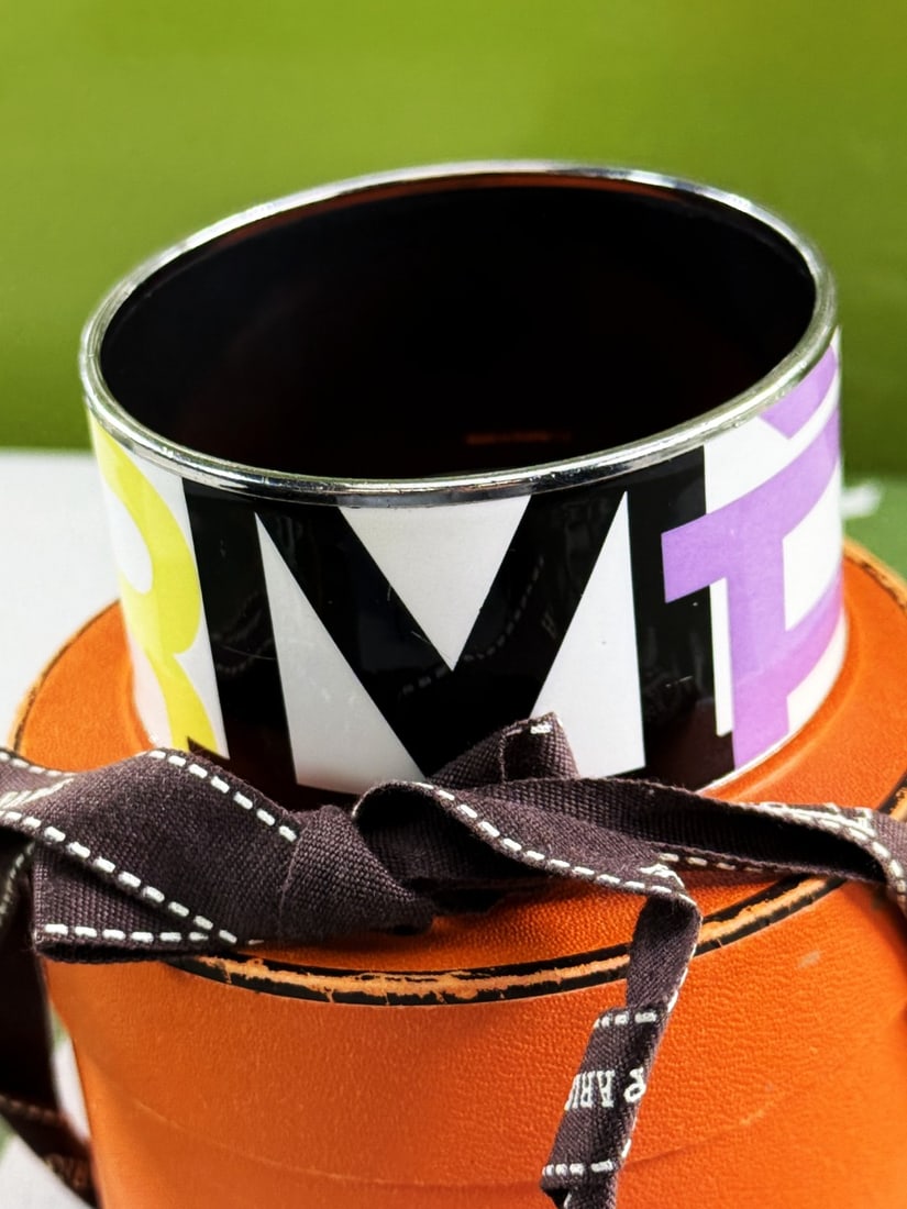 Hermes Paris Wide Ceramic & Monogram Bangle-Rare Example - 6