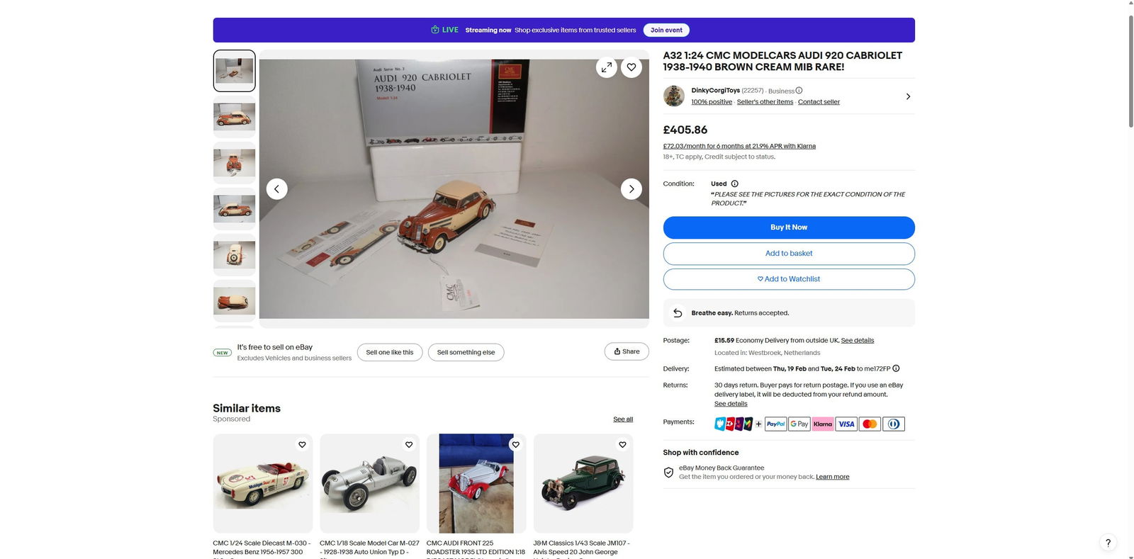 CMC-1:24 Audi 920 Cabriolet, 19381940 (Item No. M-032).Rare Example. - 6