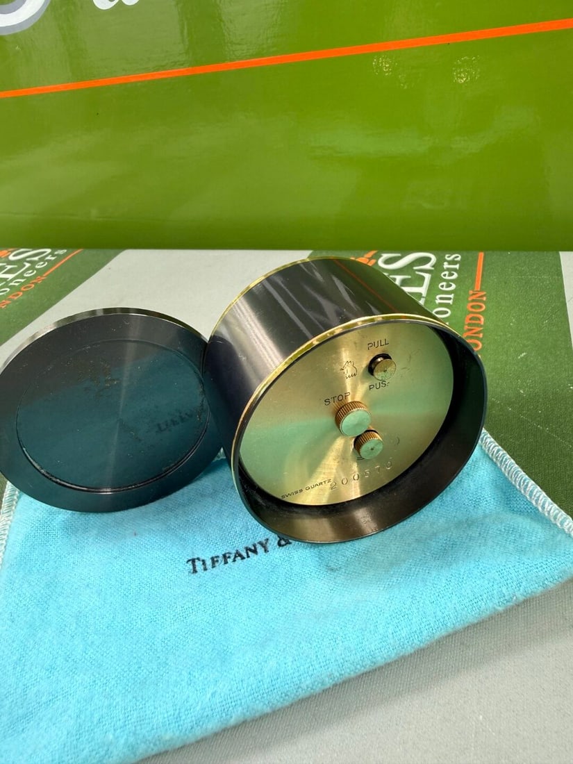 Tiffany & Co Table Top Swiss Made Clock/Alarm Swivel Type Metal Tungsten - 4