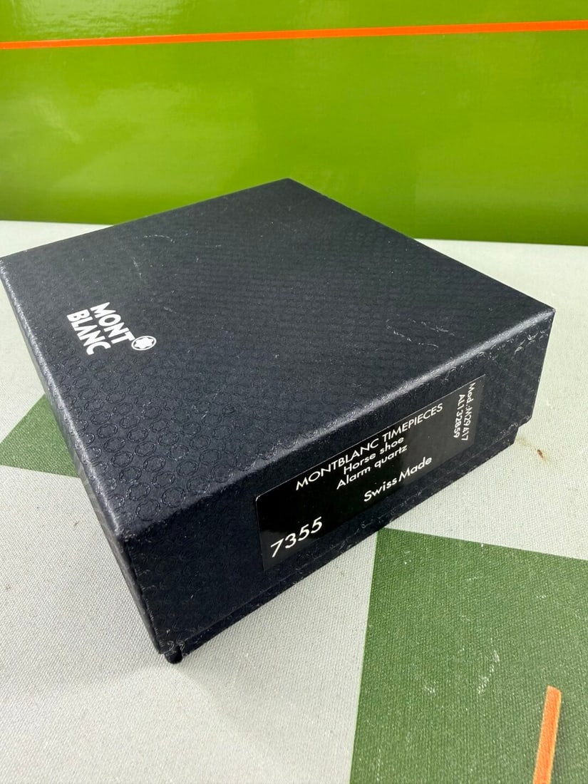 Montblanc Horse Shoe Edition Table/Desk Travel Clock In Leather Case - 2