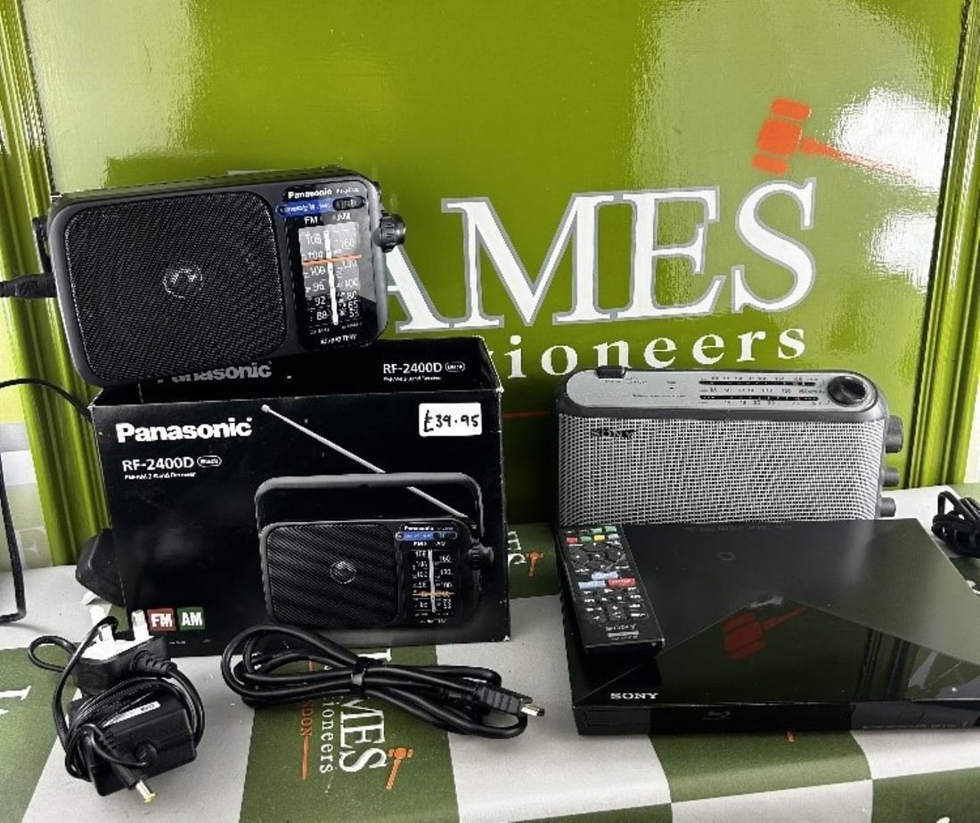 Electrical Items Including A Sony Blu Ray DVD Player: Electrical Items Including A Sony Blu Ray DVD Player, A Panasonic Portable Radio and a Sony FM Radio, all items are sold as tested on site only