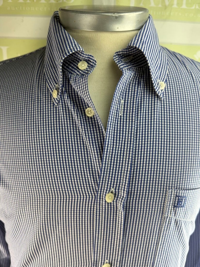 Hackett London 100 2 Ply Cotton Blue Check Shirt.Size large - 3