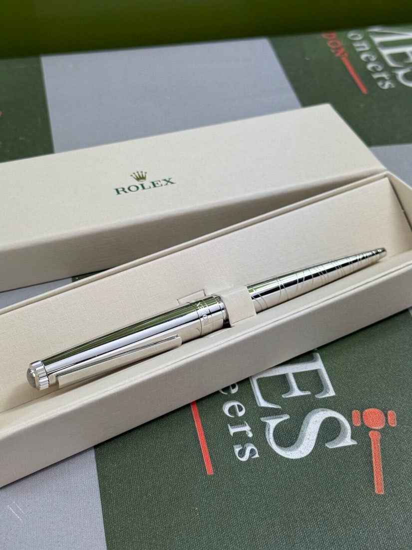 Official Rolex Merchandise Swirl Platinum Ballpoint Pen and Watch Travel Wallet Set - 9