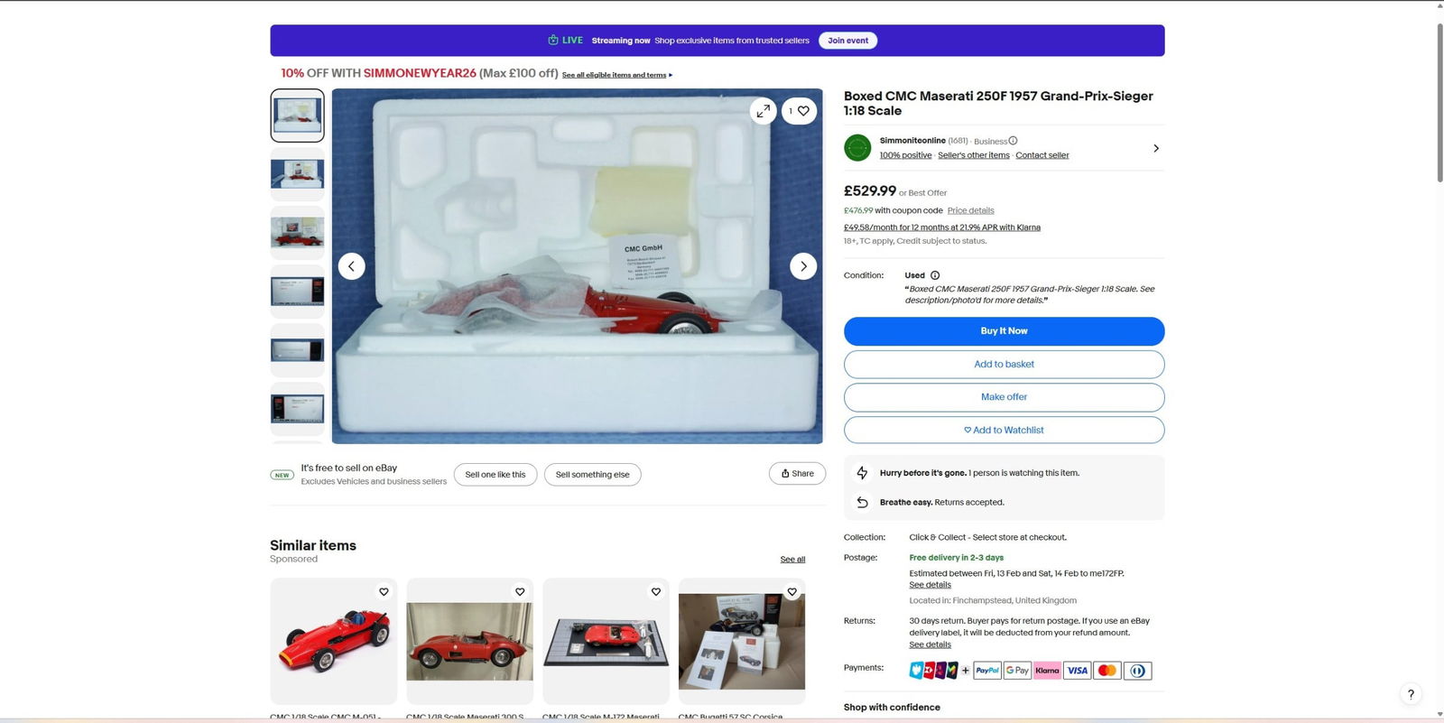 CMC-1:18 Scale Grand Prix Maserati 250F (1957) Grand-Prix-Sieger - 11