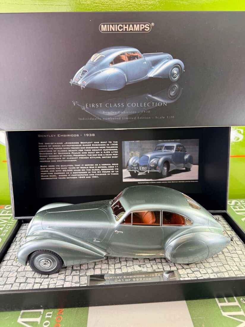 Minichamps 1:18 Scale `First Class Collection` Bentley Embiricos 1938 No.041 of 999 Pcs: Minichamps 1:18 Scale `First Class Collection` Bentley Embiricos 1938 "No.041 of 999 Pcs"