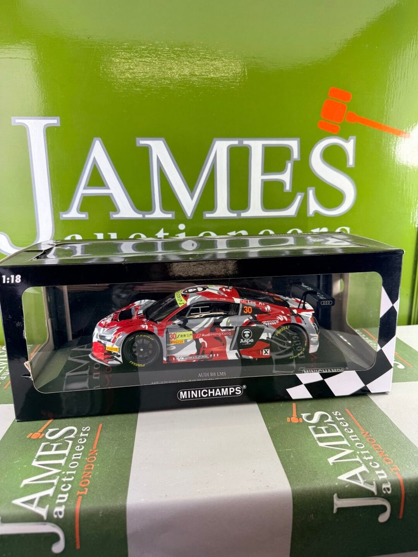 Minichamps Audi R8 Audi Hong Kong Marchy Lee RN 30 FIA GT World Cup Macau 2015: 1/18 scale Minichamps #155 151130 Audi R8 LMS AAPE/ Audi Hong Kong 'Marchy Lee' RN 30 FIA GT World Cup Macau 2015, original packaging as pictured