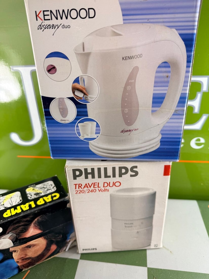 Camping Misc-Two Portable Kettles & Night Light: Camping Misc-Two Portable Kettles & Night light, All in excellent condition