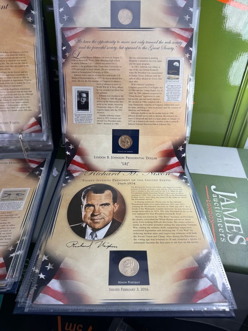 Danbury Mint The United States Presidents Coin & Stamp Collection, Vol I and Vol II, - 9