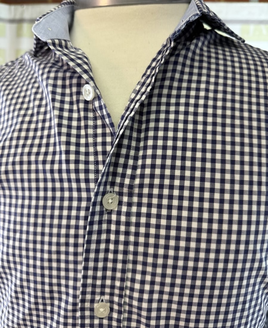 Hackett London -Classic Navy Check Slim Fit Designer Shirt - 3