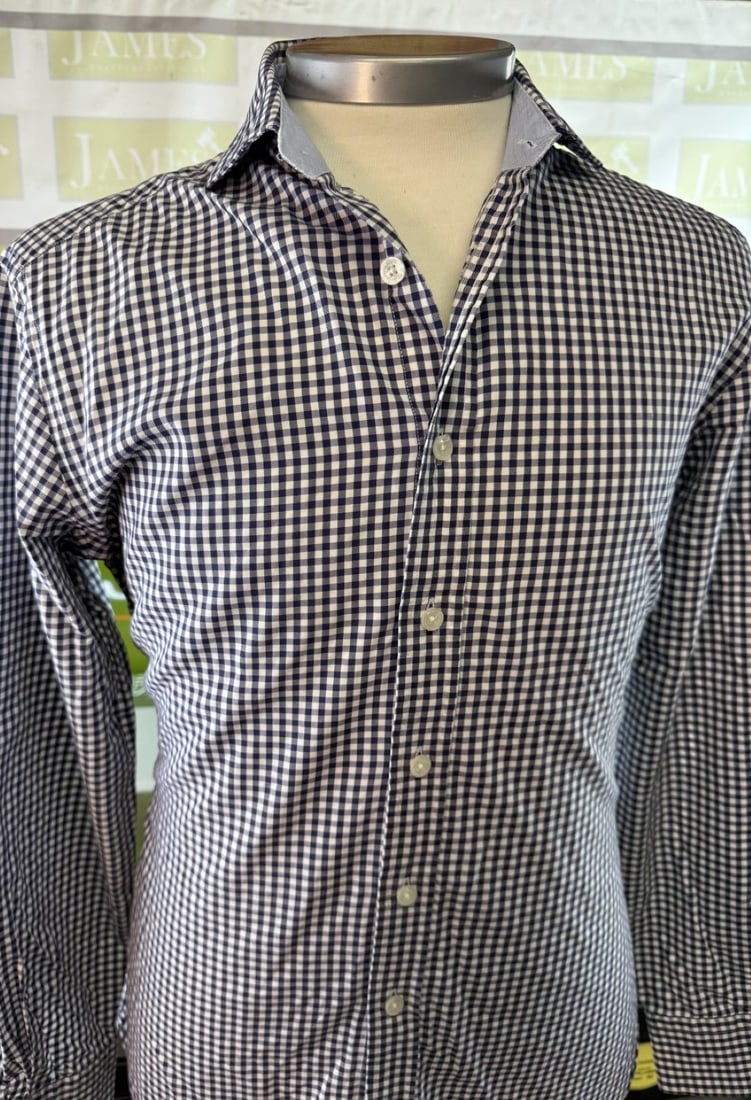 Hackett London -Classic Navy Check Slim Fit Designer Shirt - 4