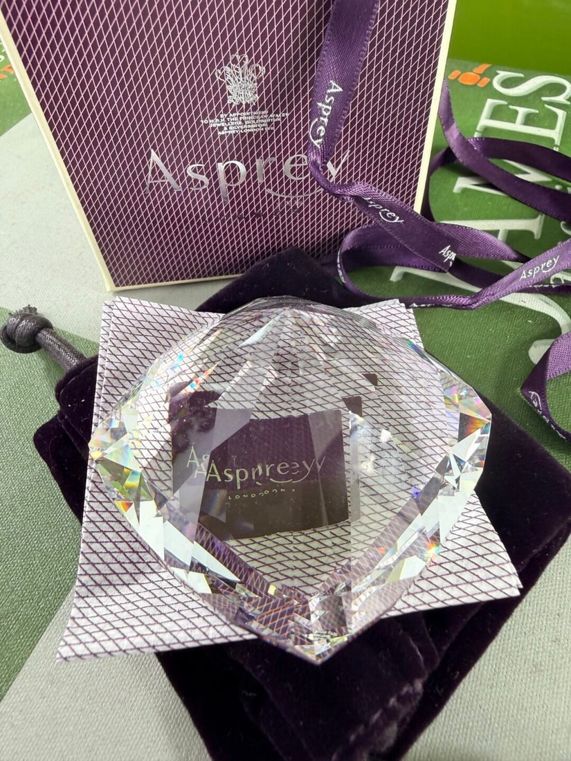 Vintage Asprey London Crystal Glass Paper Weight In Shape Of Diamond - 3