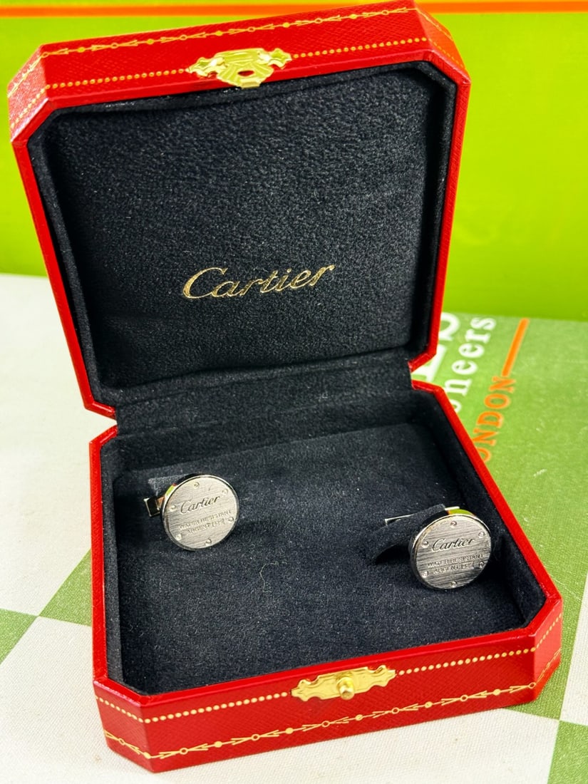 Cartier Paris `Water Resistant` Argent 925 Silver Edition Cufflinks - 3