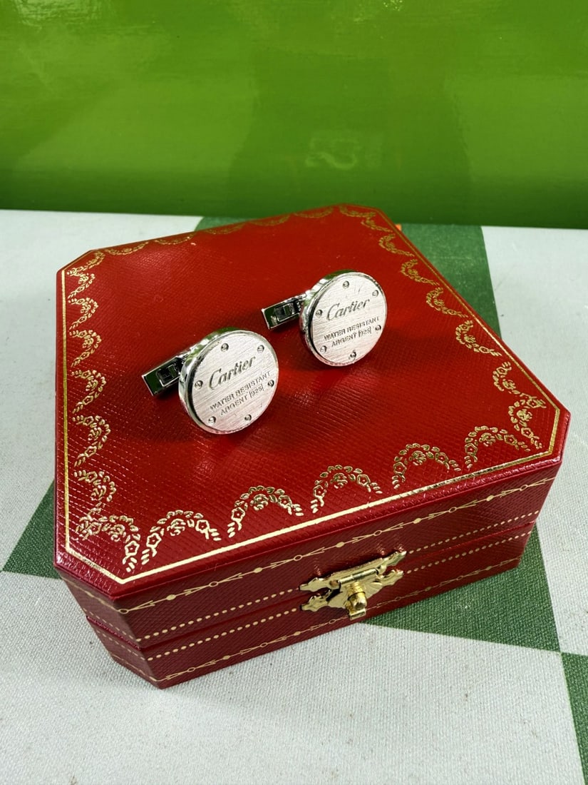 Cartier Paris `Water Resistant` Argent 925 Silver Edition Cufflinks - 4
