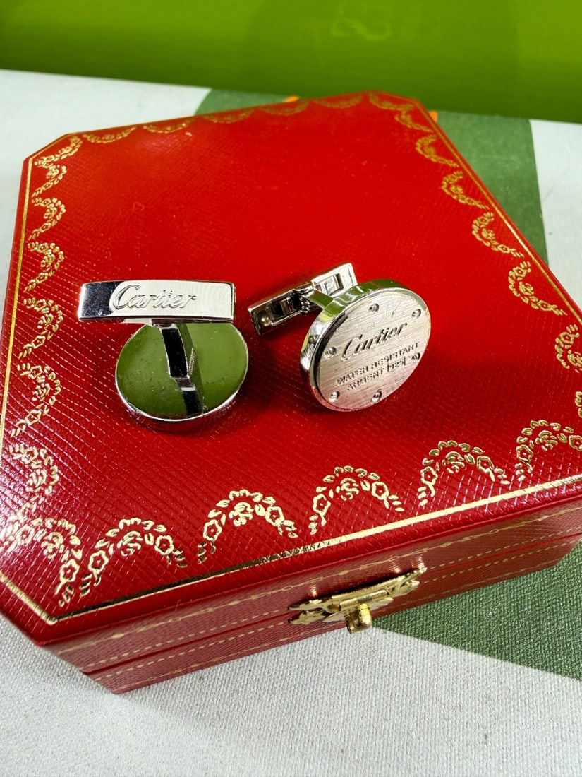 Cartier Paris `Water Resistant` Argent 925 Silver Edition Cufflinks - 5