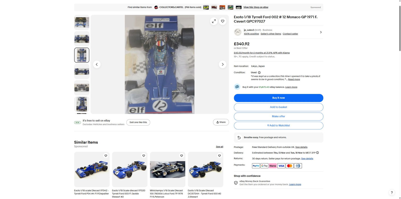 Exoto Grand Prix Classics 1:18 Tyrell 002 Francois Cevert - 6