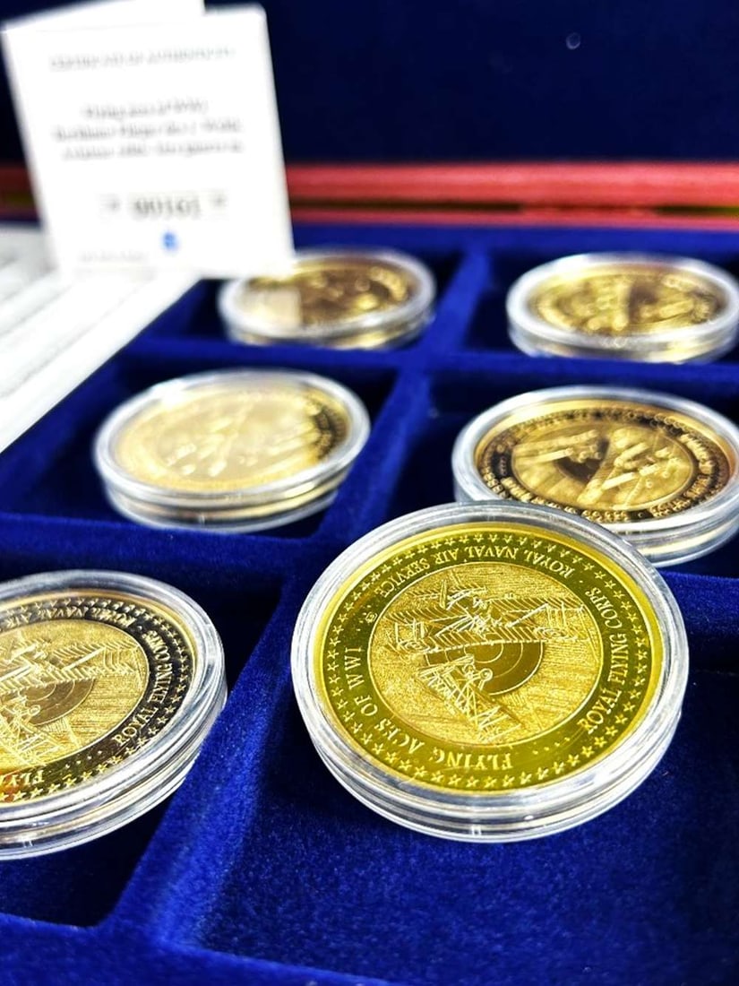 World War 1 Gold Plated Aviator Aces By Windsor Mint Rrp £299 - 3