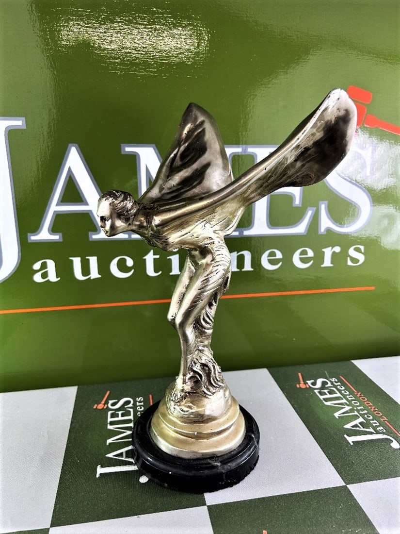 Rolls Royce Spirit Of Ecstasy Flying Lady Mascot With Marble Base - 3